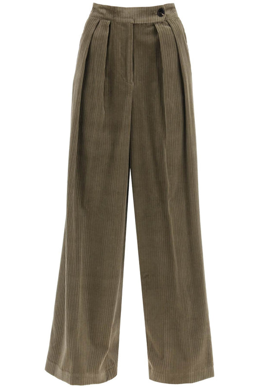 Corduroy Pamplona Palazzo Pants  - Khaki