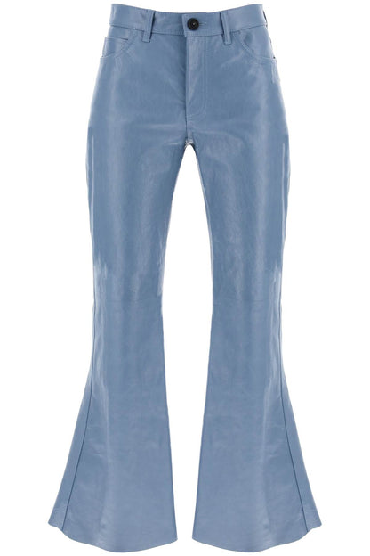 Flared Leather Pants For Women  - Light Blue