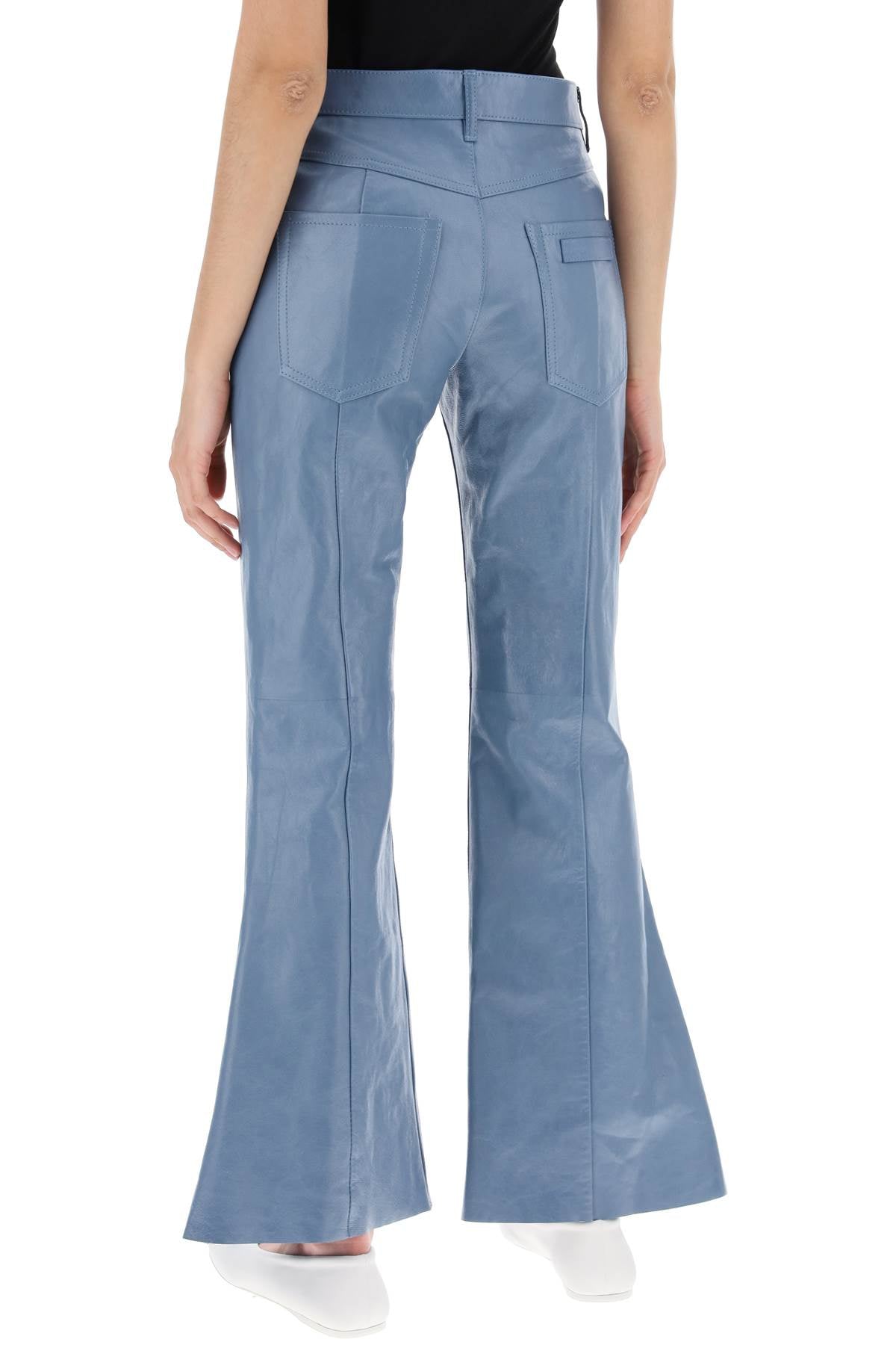 Flared Leather Pants For Women  - Light Blue