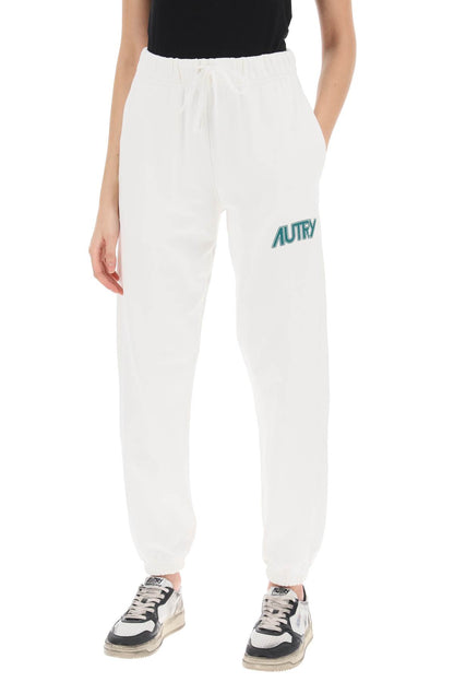 Joggers With Logo Print  - White