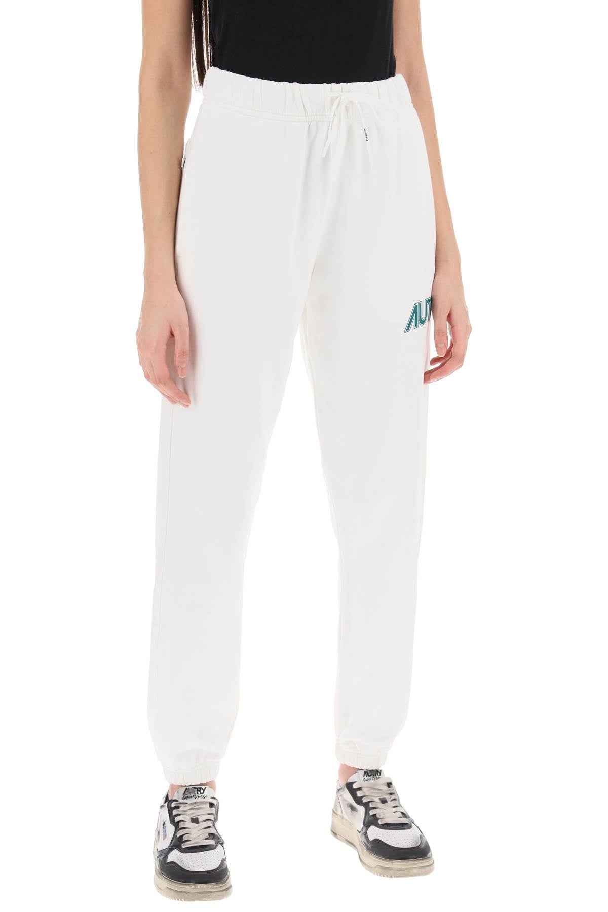 Joggers With Logo Print  - White