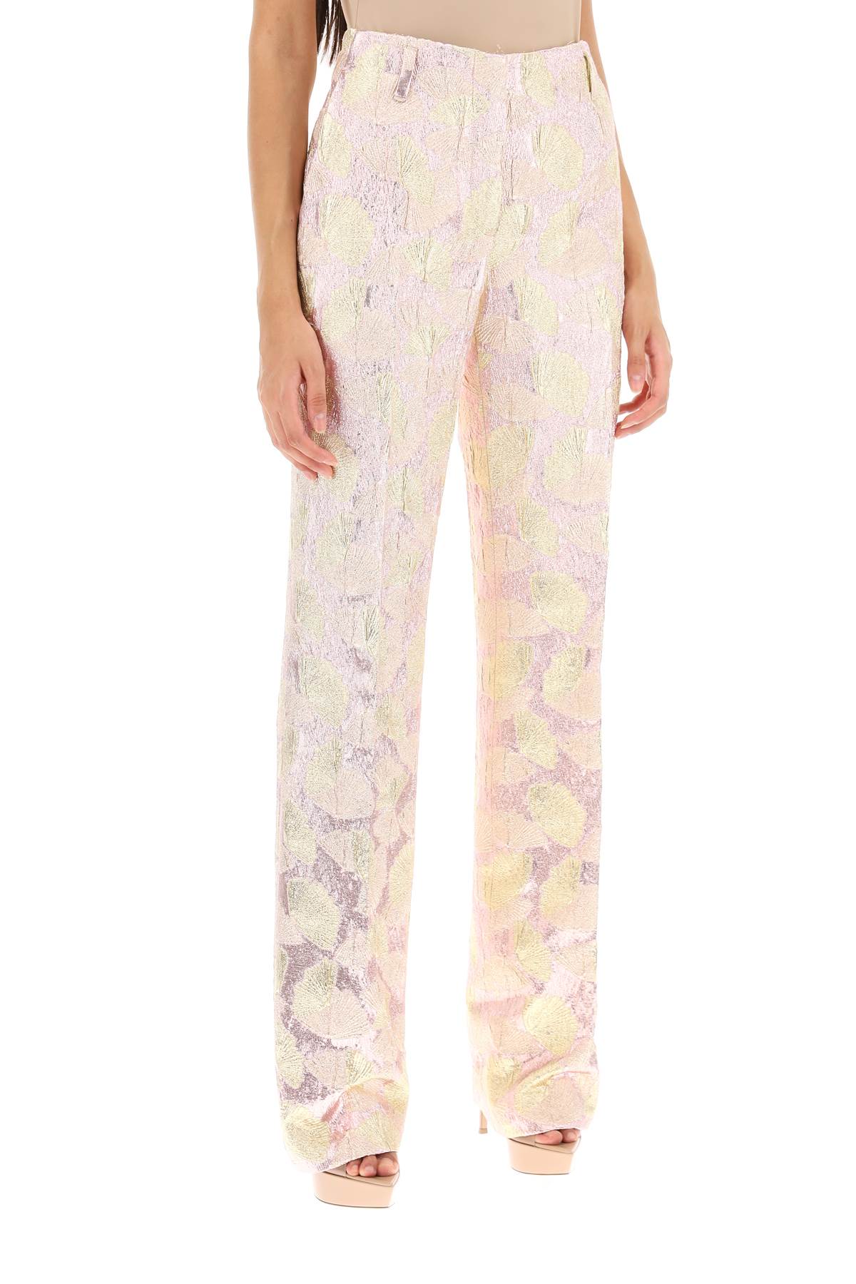 Parchia Bis Metallic Jacquard Pants  - Metallic