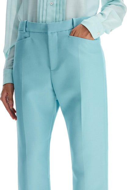 Wallis Cigarette Pants In Hopsack Fabric  - Light Blue