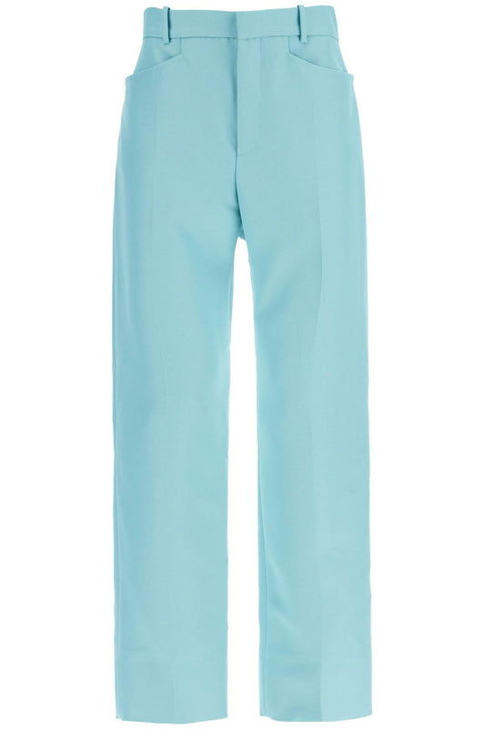 Wallis Cigarette Pants In Hopsack Fabric  - Light Blue