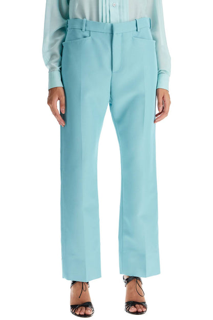 Wallis Cigarette Pants In Hopsack Fabric  - Light Blue