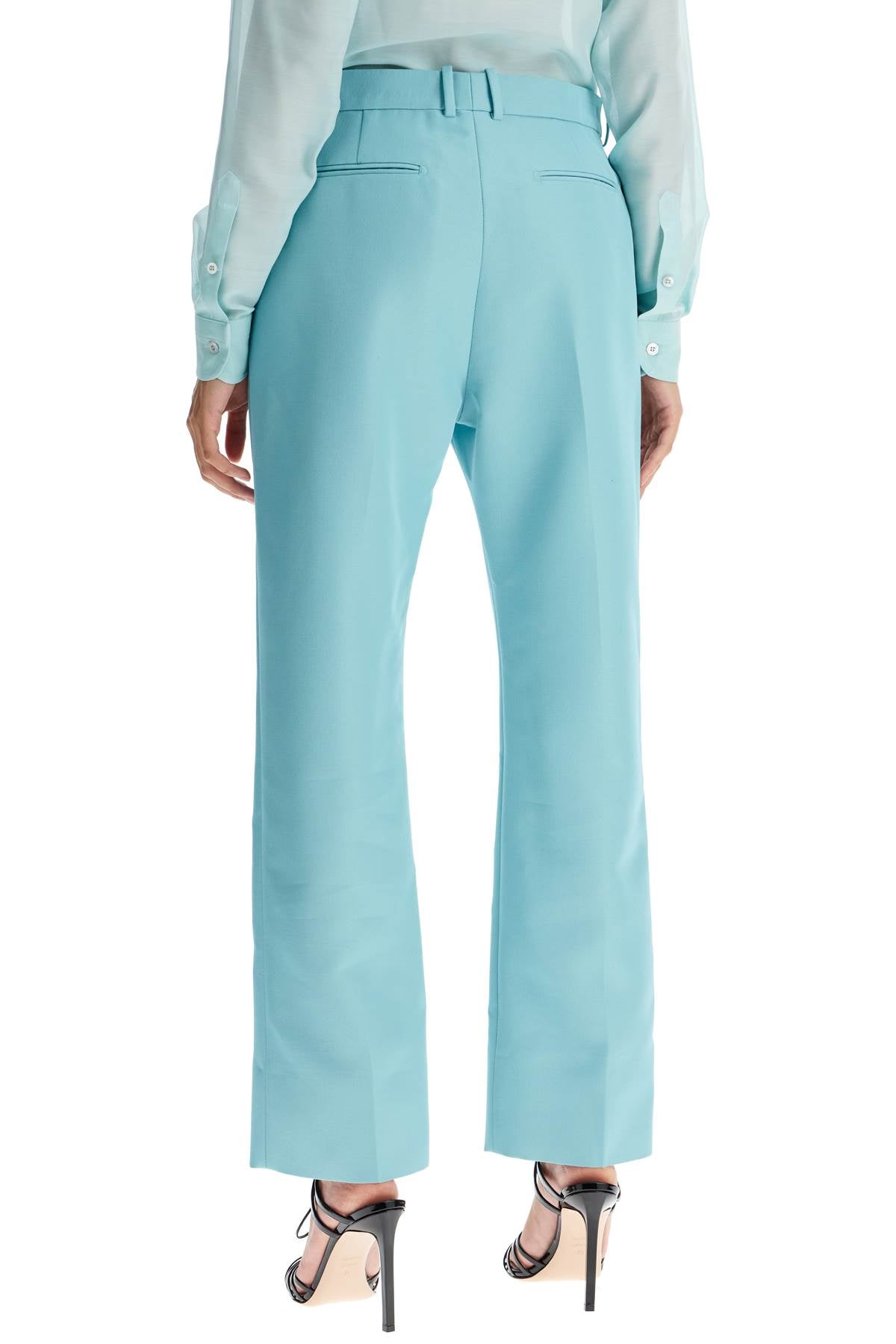 Wallis Cigarette Pants In Hopsack Fabric  - Light Blue