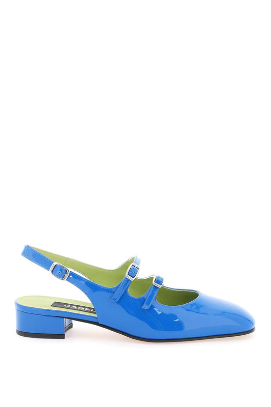 Patent Leather Pêche Slingback Mary Jane  - Blue