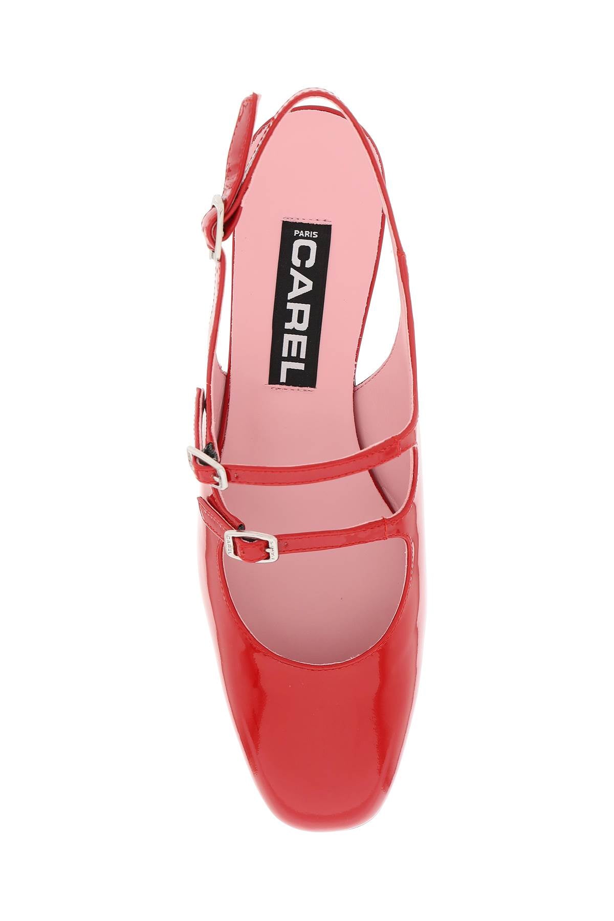 Patent Leather Pêche Slingback Mary Jane  - Red