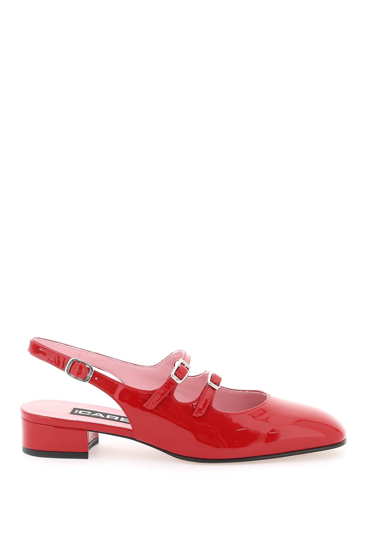 Patent Leather Pêche Slingback Mary Jane  - Red