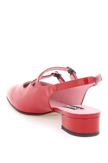 Patent Leather Pêche Slingback Mary Jane  - Red