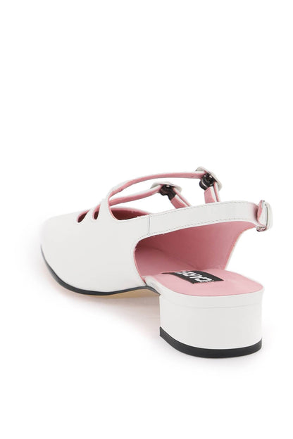 Patent Leather Pêche Slingback Mary Jane  - White