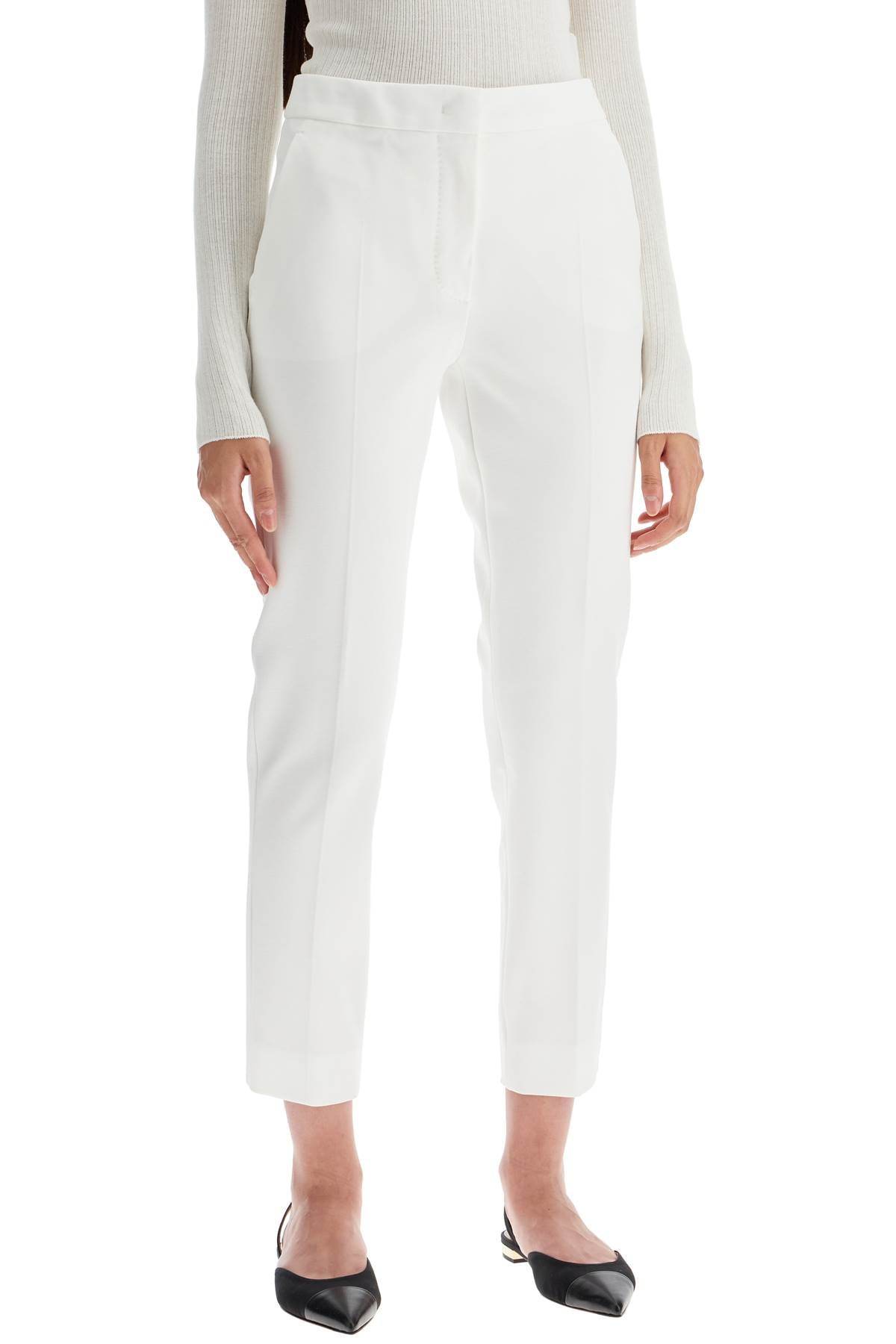 'pegno' Cigarette Pants In Jersey  - White