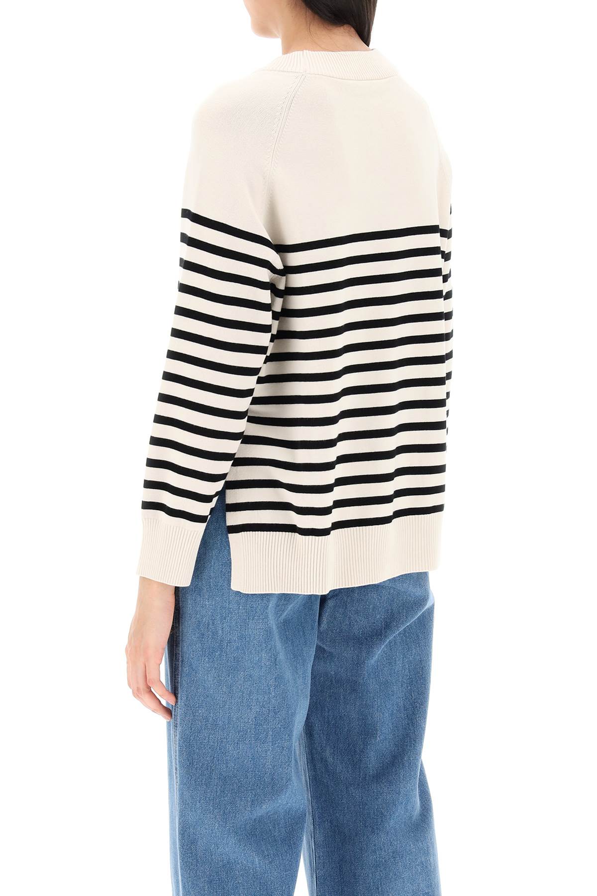 Pepato Sweater With Nautical Stripes  - Neutro