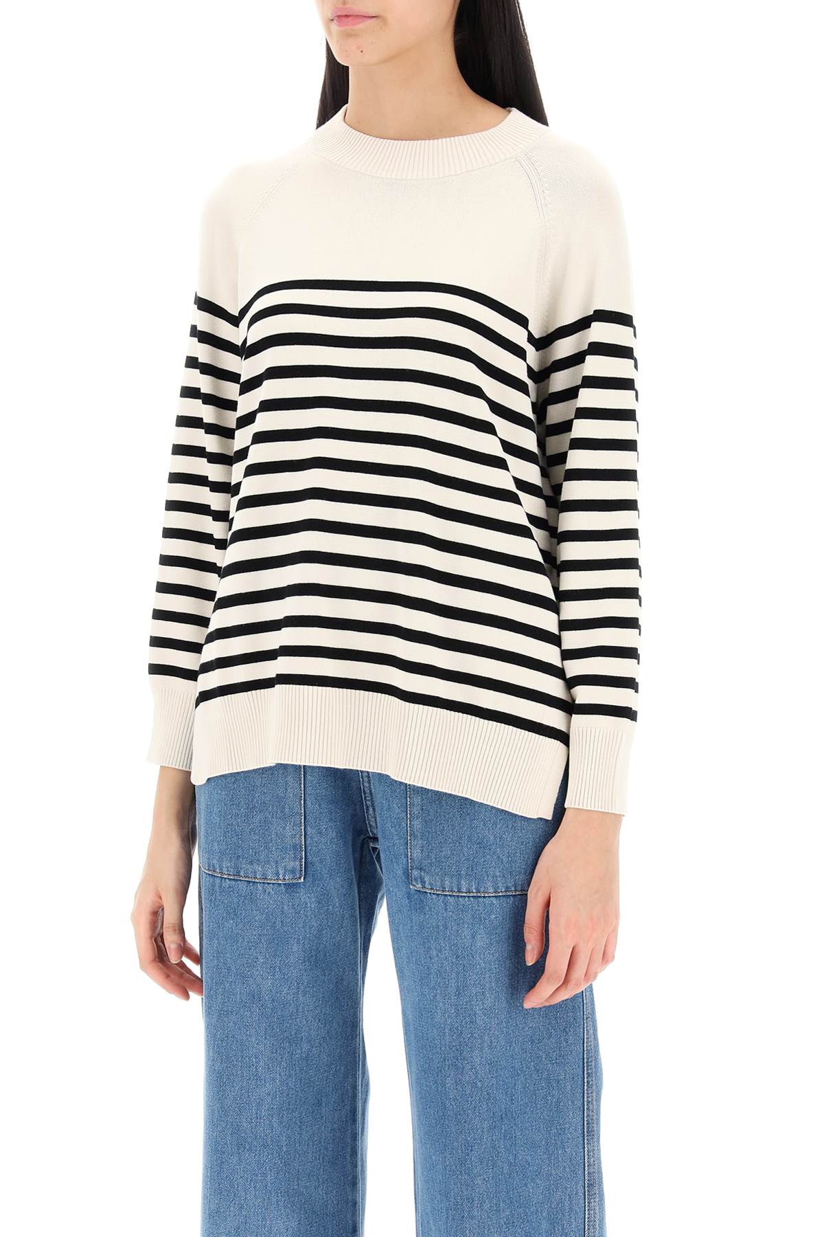 Pepato Sweater With Nautical Stripes  - Neutro