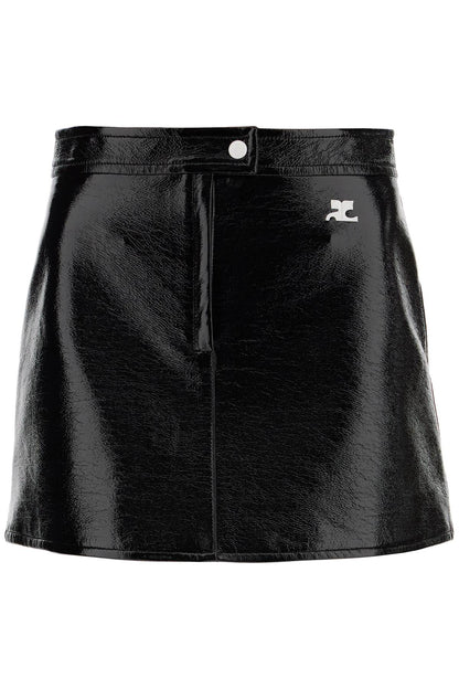 Vinyl Effect Mini Skirt  - Black