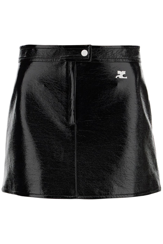 Re-edition Vinyl Effect Mini Skirt  - Black