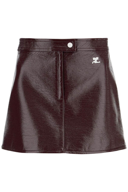 Vinyl Effect Mini Skirt  - Red