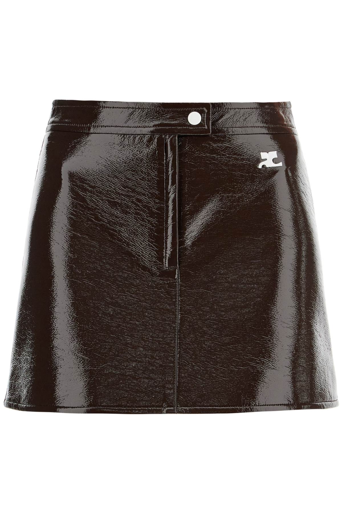 Re-edition Vinyl Effect Mini Skirt  - Brown