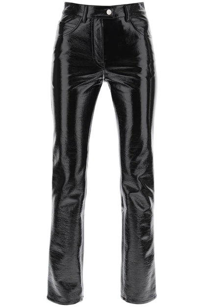 Vinyl-effect Coated Cotton Pants  - Black