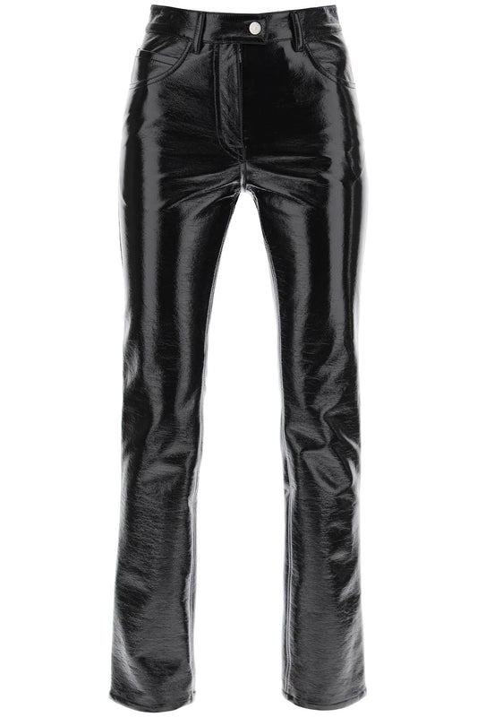 Vinyl-effect Coated Cotton Pants  - Black