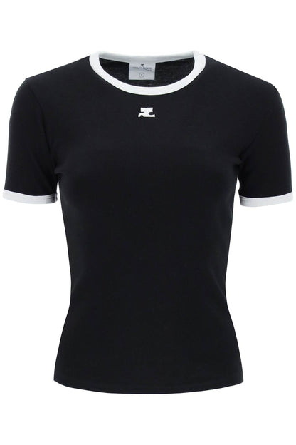 Re-edition T-shirt With Contrast Trims  - Black