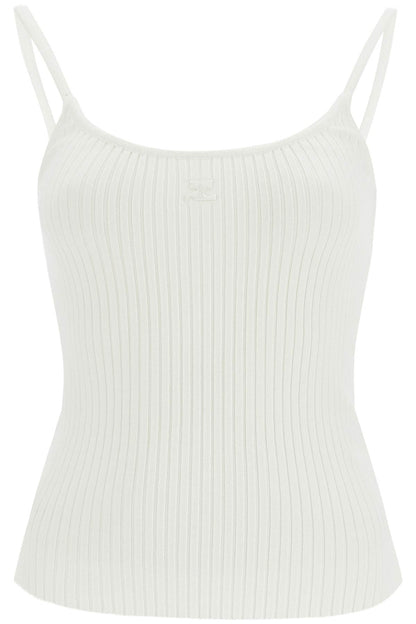 Rib Knit Tank Top  - White