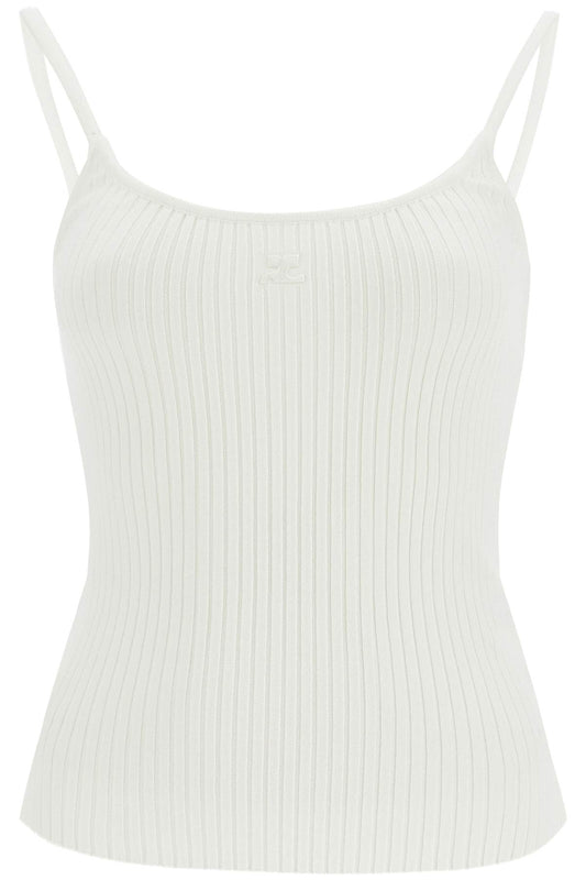 Rib Knit Tank Top  - White