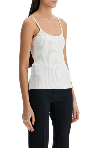 Rib Knit Tank Top  - White