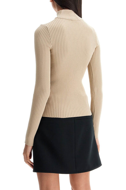 Re-edition Ribbed Funnel-neck Sweater  - Beige