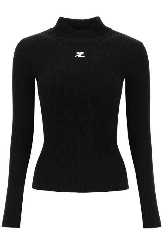 Re-edition Ribbed Funnel-neck Sweater  - Black