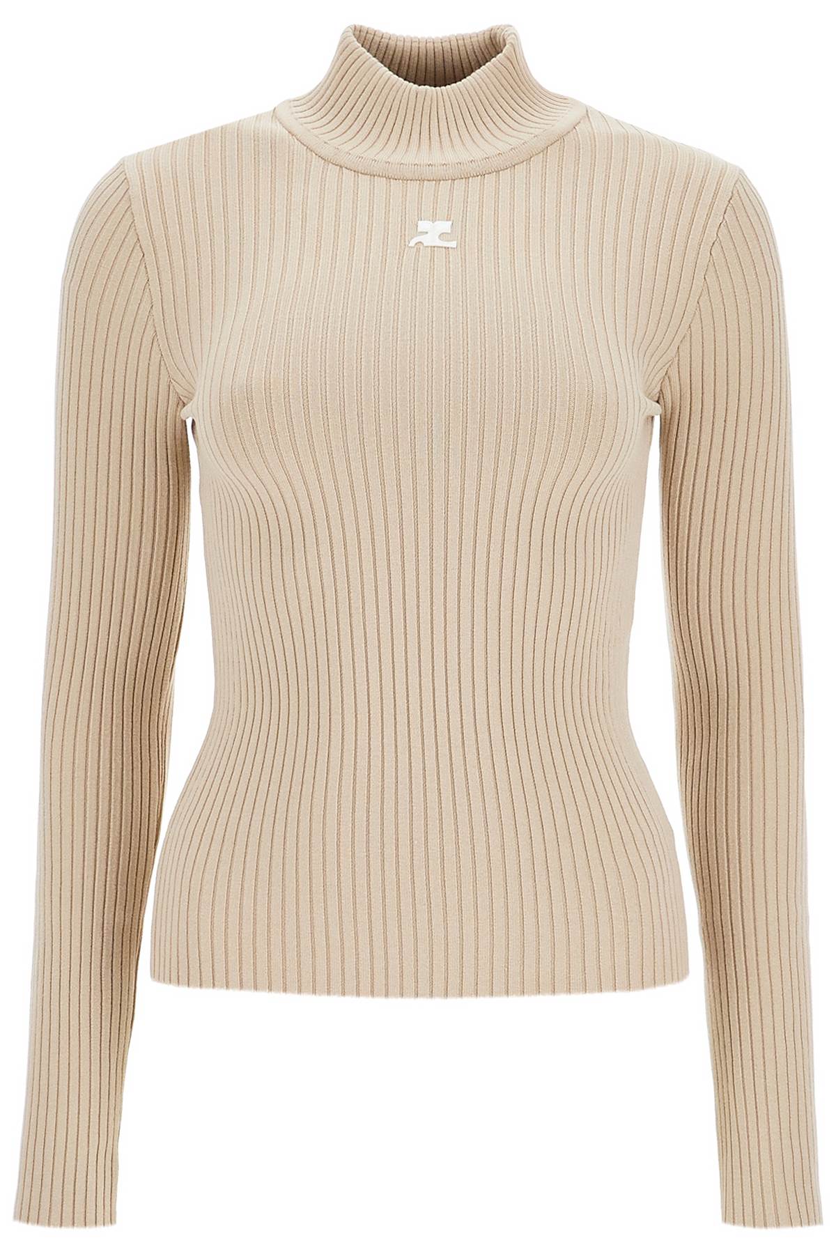 Re-edition Ribbed Funnel-neck Sweater  - Beige