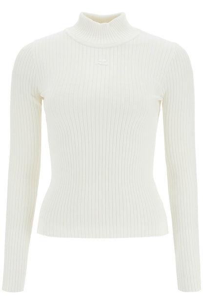 Re-edition Ribbed Funnel-neck Sweater  - White