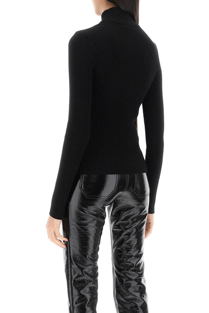 Re-edition Ribbed Funnel-neck Sweater  - Black