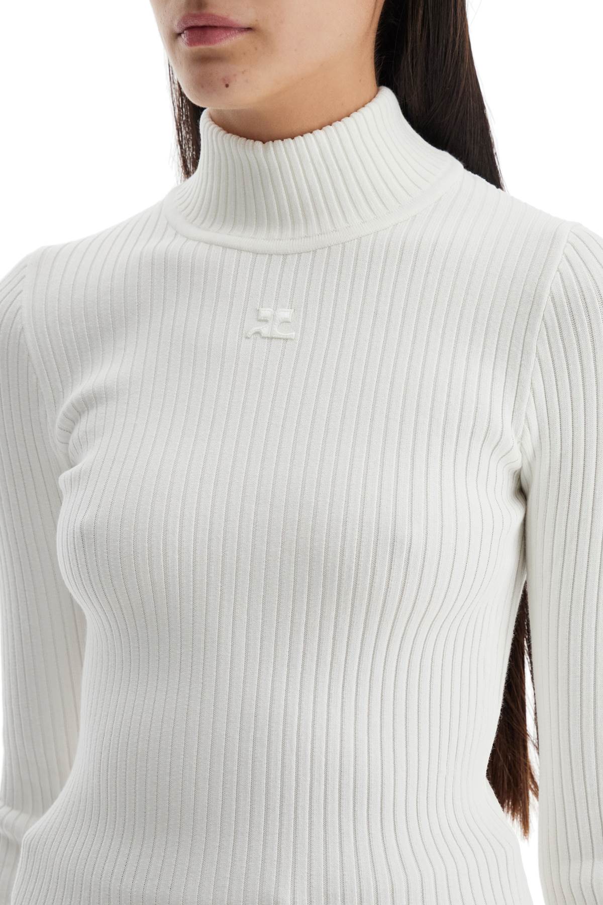 Re-edition Ribbed Funnel-neck Sweater  - White