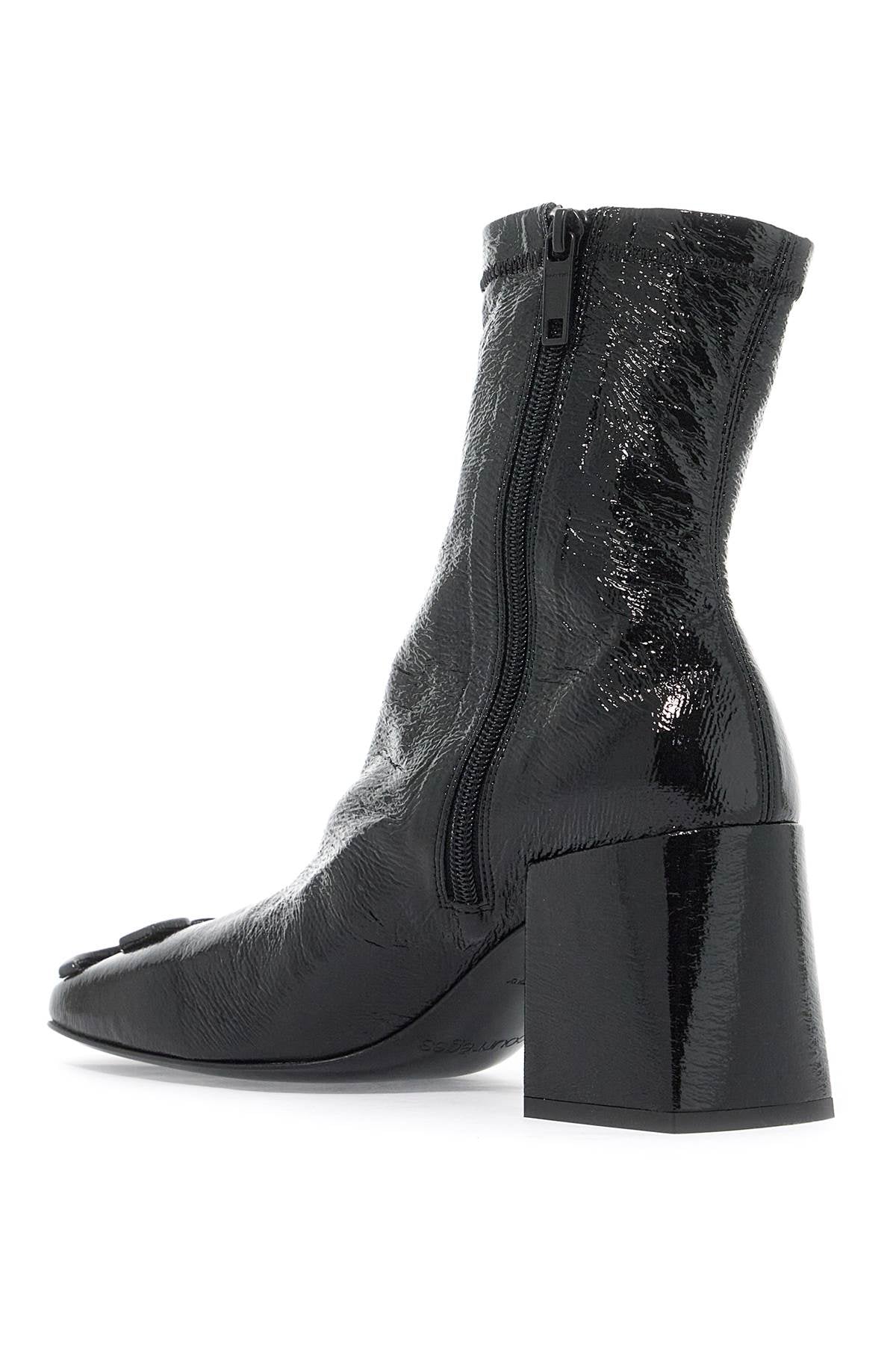 Stretch Vinyl Ankle Boots  - Black