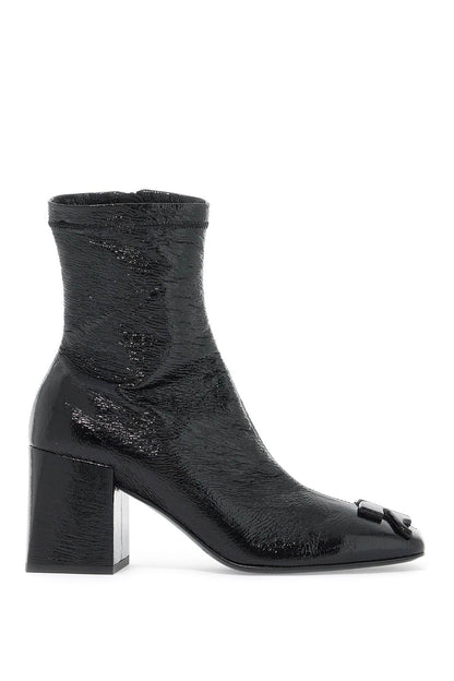 Stretch Vinyl Ankle Boots  - Black