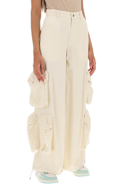 Wide Leg Cargo Pants  - Bianco