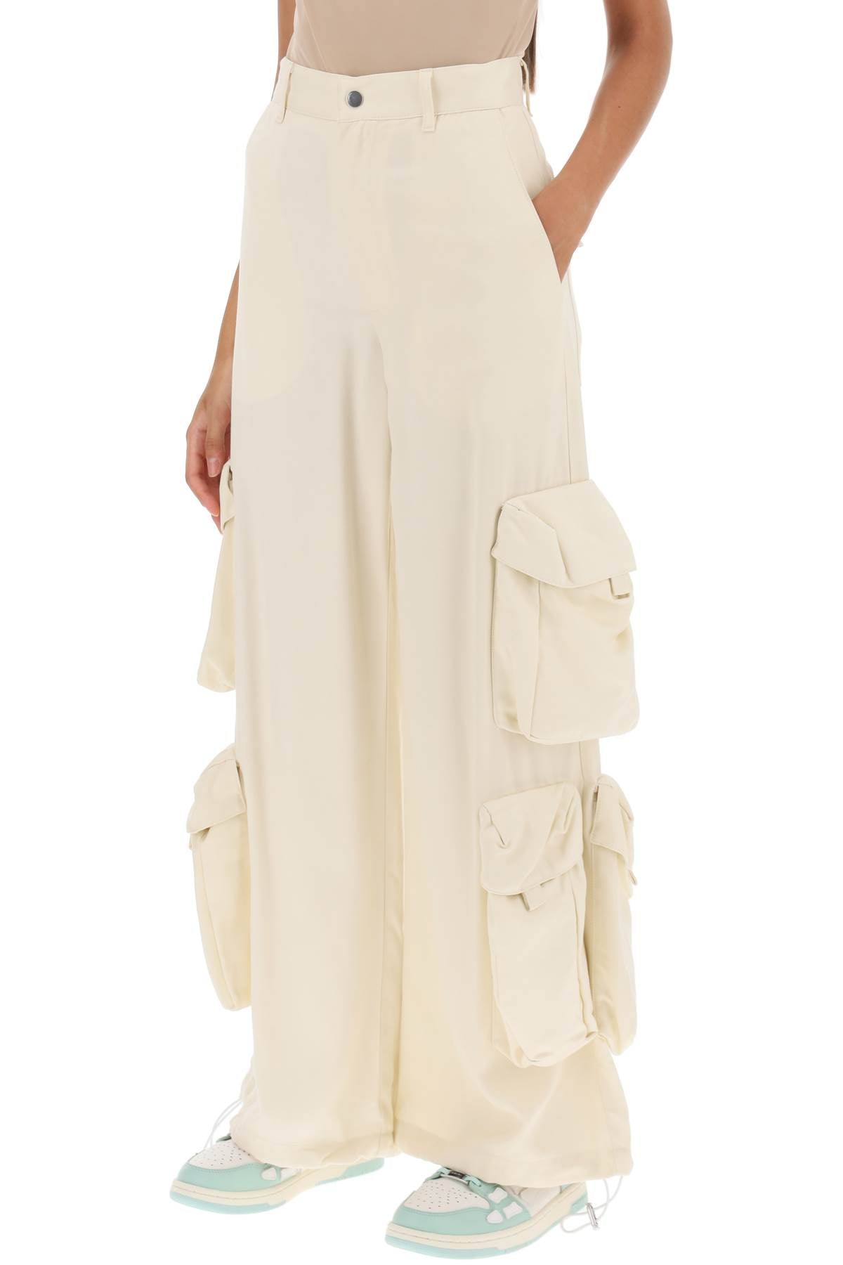 Wide Leg Cargo Pants  - Bianco