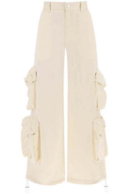 Wide Leg Cargo Pants  - Bianco