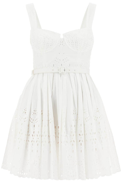 Cotton Sangallo Mini Dress With  - White