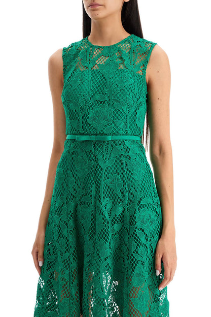 Sleeveless Midi Lace Dress  - Green