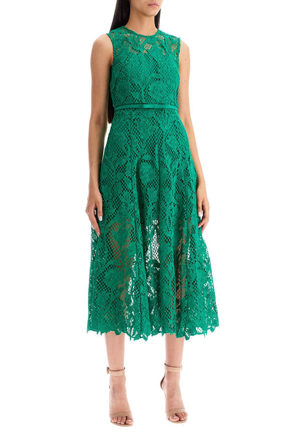 Sleeveless Midi Lace Dress  - Green