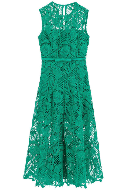 Sleeveless Midi Lace Dress  - Green