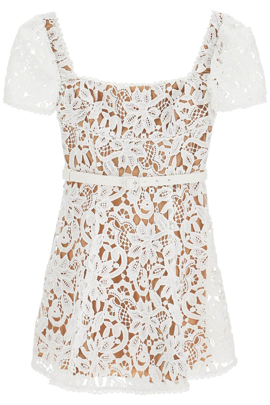 Floral Lace Mini Dress With Eight  - White