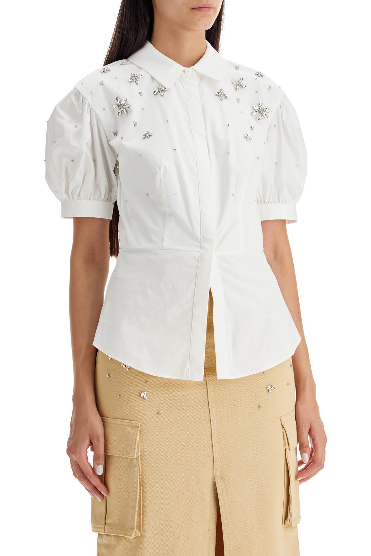 Fitted Cotton Shirt With Tailored  - White