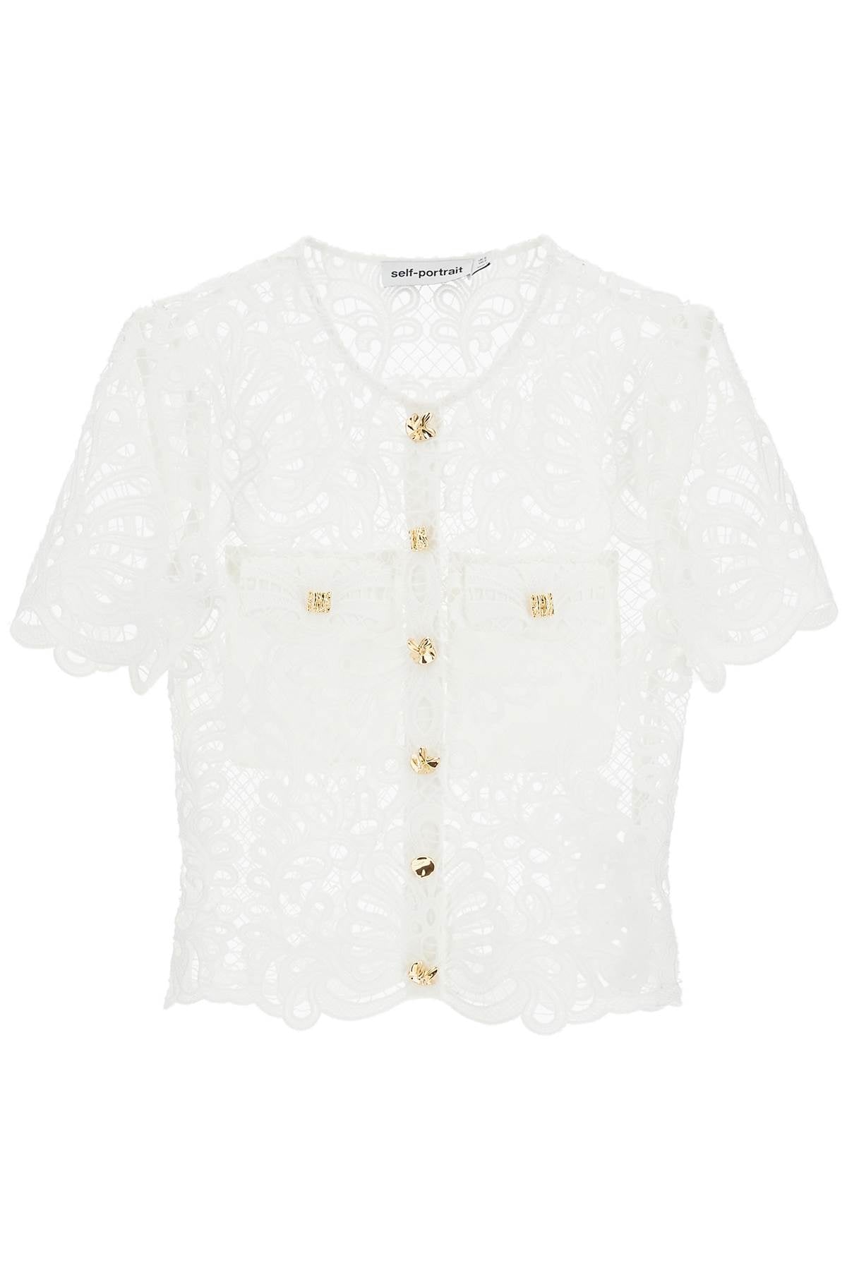 "guipure Lace High Neck  - White