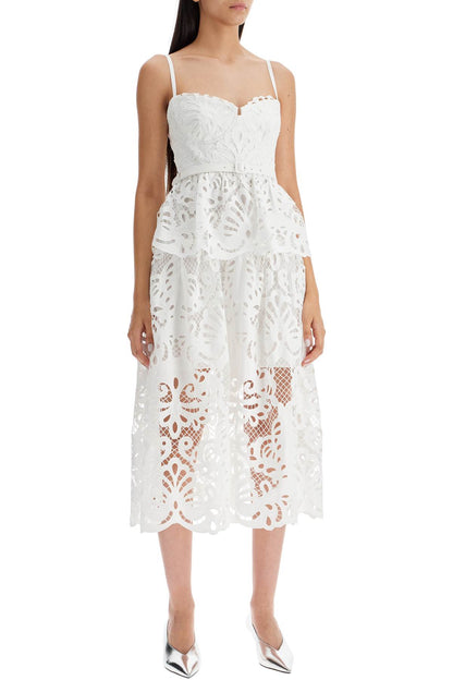 Lace Bustier Dress With Belt  - White