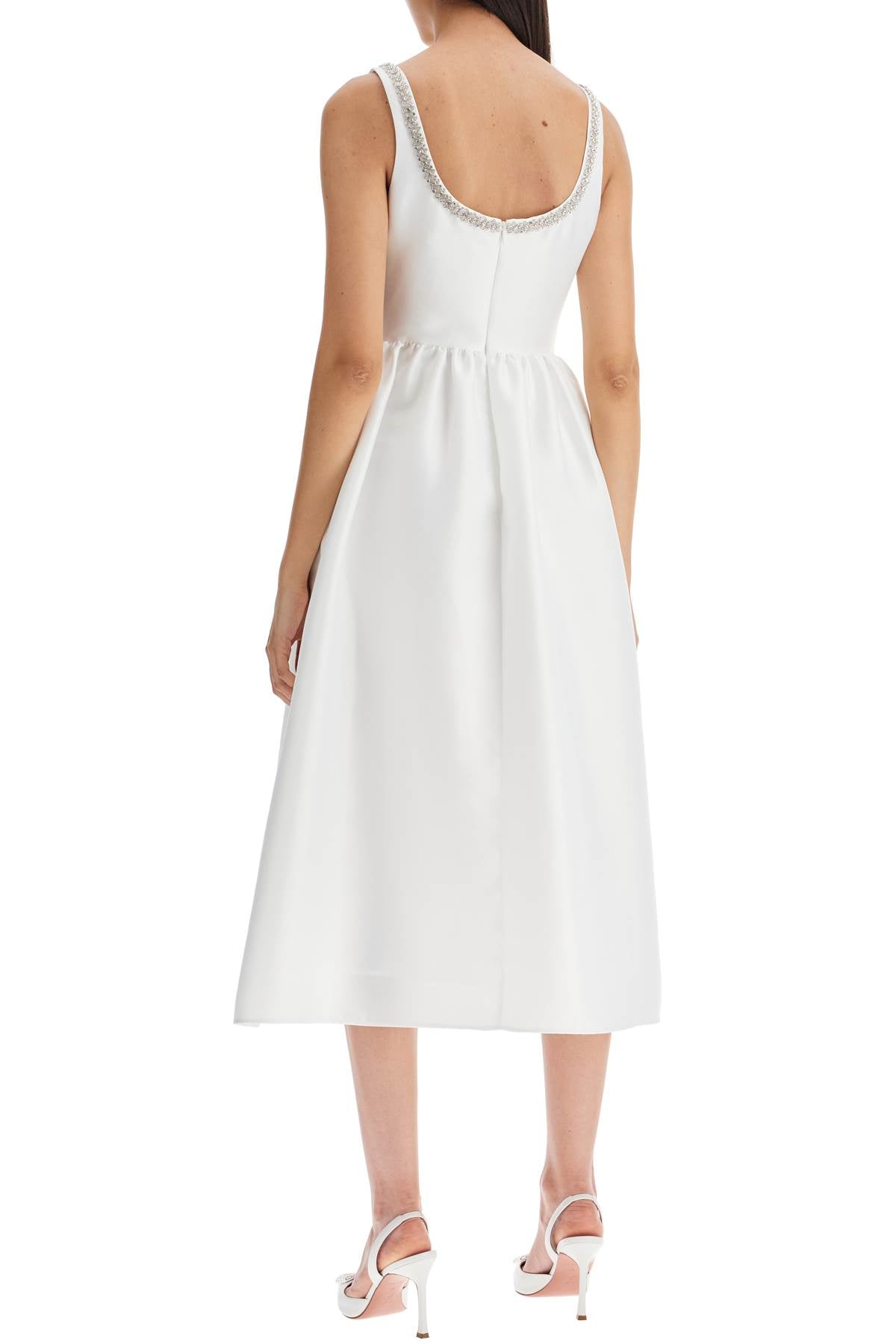 'diamond Taffeta Midi Dress  - White