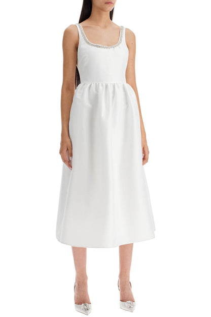 'diamond Taffeta Midi Dress  - White