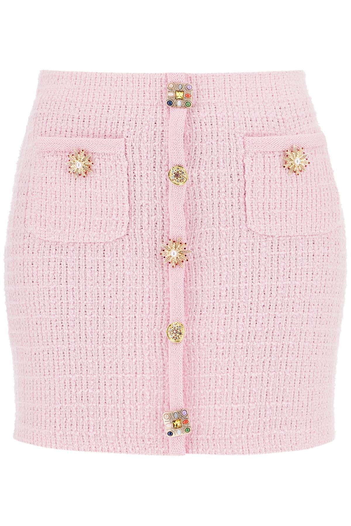 'knitted Mini Skirt With Jewel Buttons  - Pink